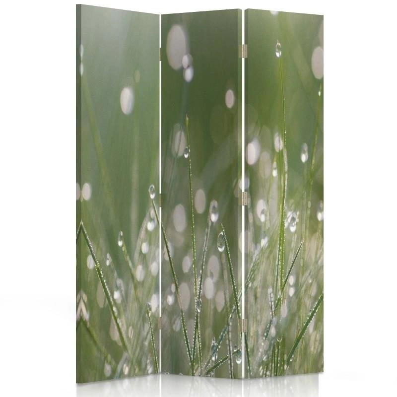 Room divider Double-sided rotatable, Dewdrops on the grass