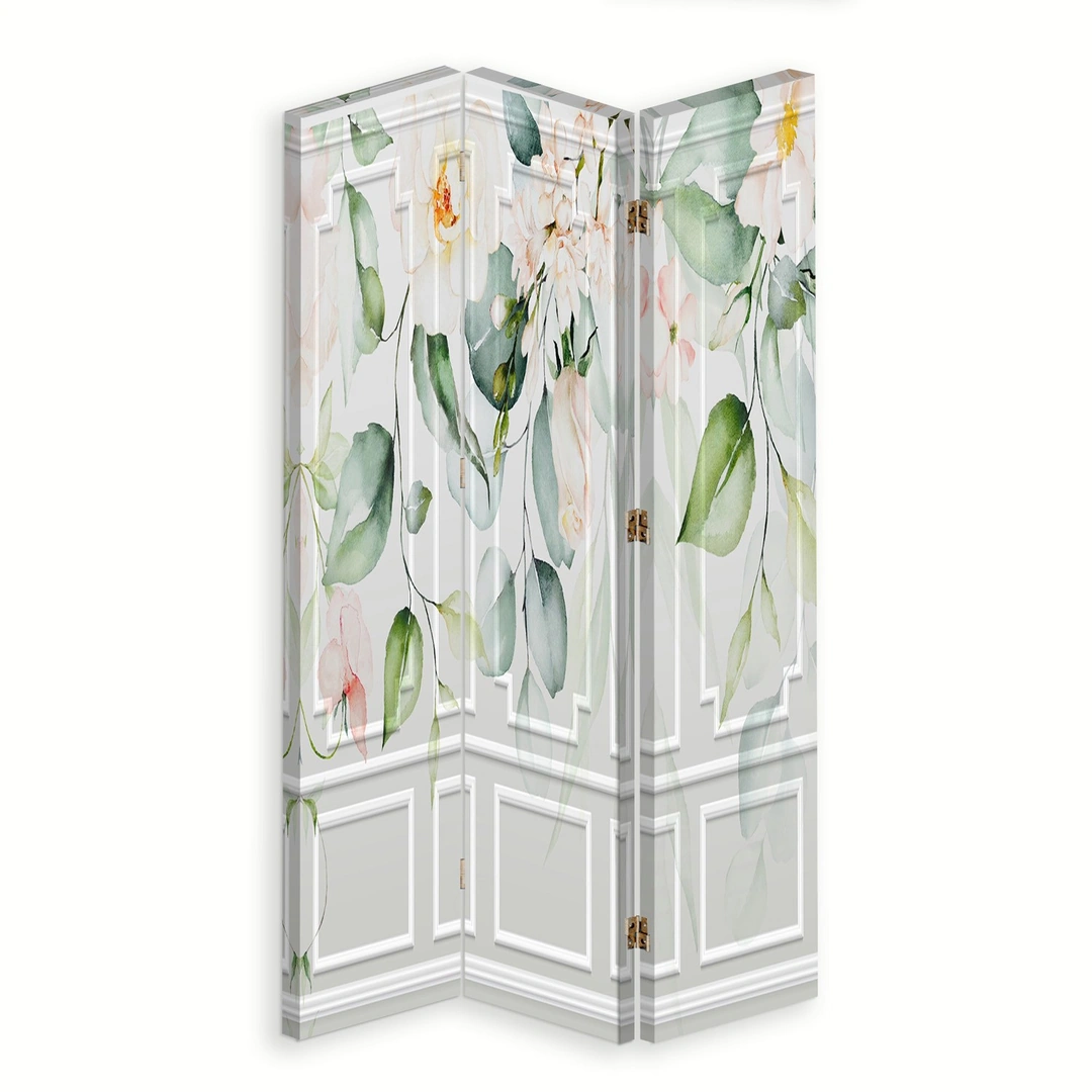 Room divider Double-sided rotatable, Green leaves