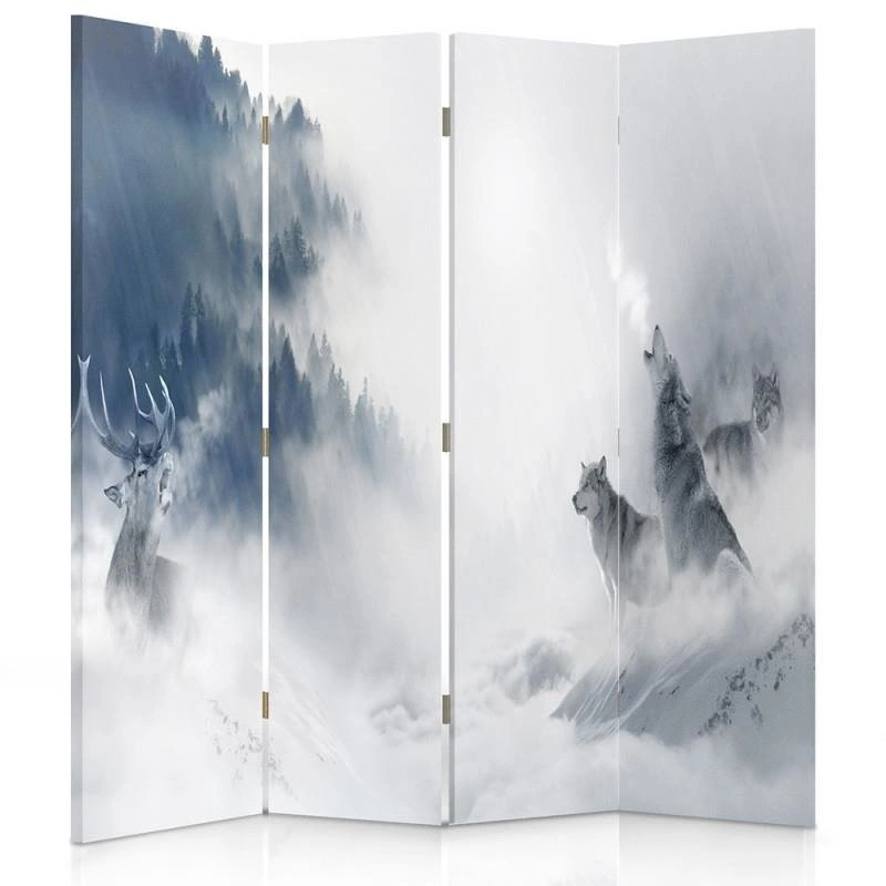 Room divider Double-sided, Animals in winter