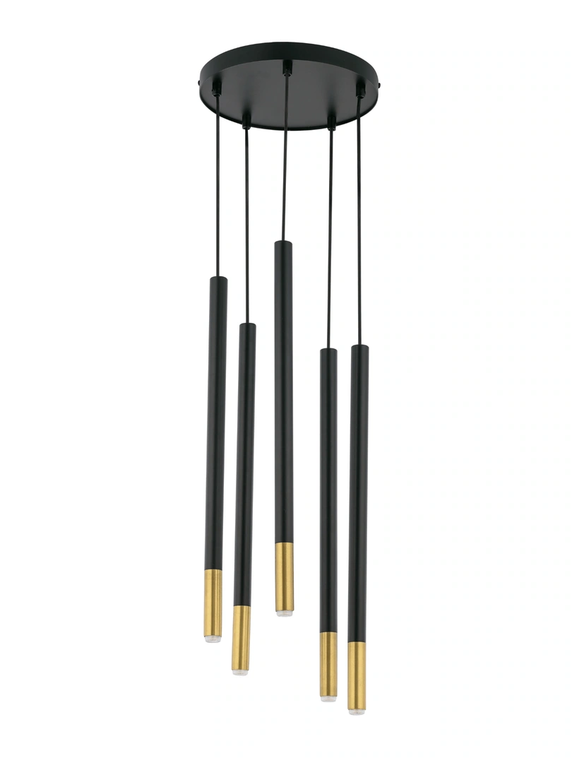 Sopel Pendant Light 5 Black with Gold