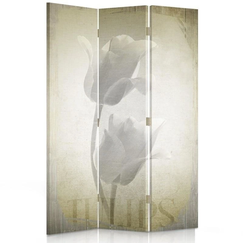 Room divider Double-sided rotatable, Retro-style tulips