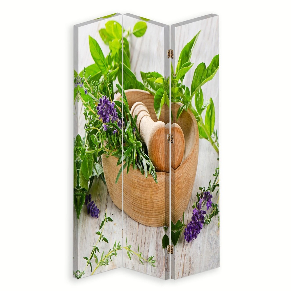 Room divider Double-sided rotatable, Wooden Mortar for Herbs