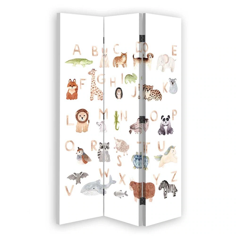 Room divider Double-sided rotatable, Alphabet with animals