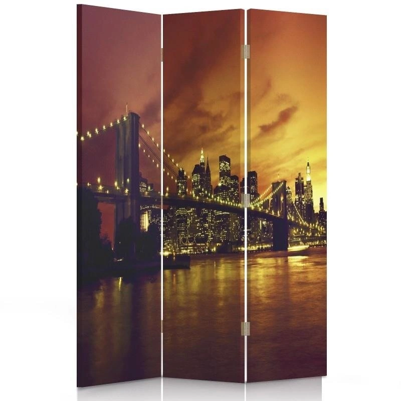 Room divider Double-sided rotatable, Brooklyn Bridge and Manhattan at sunset