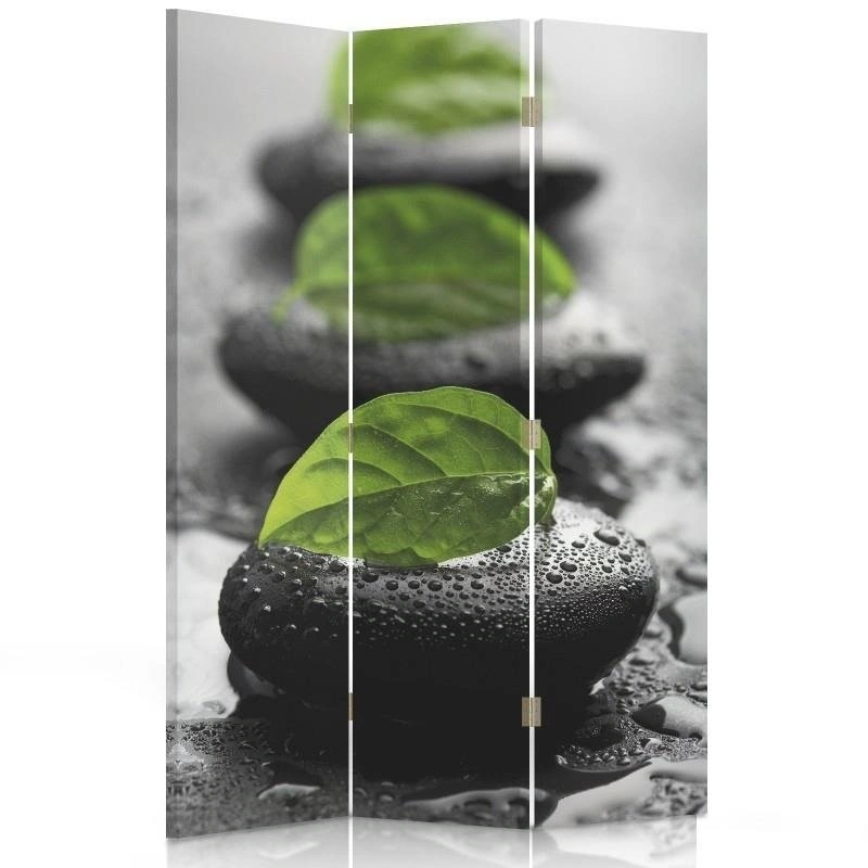 Room divider Double-sided rotatable, Stone and leaf composition