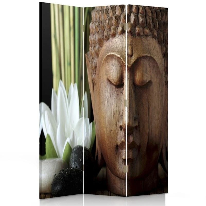 Room divider Double-sided rotatable, Buddha in the wood