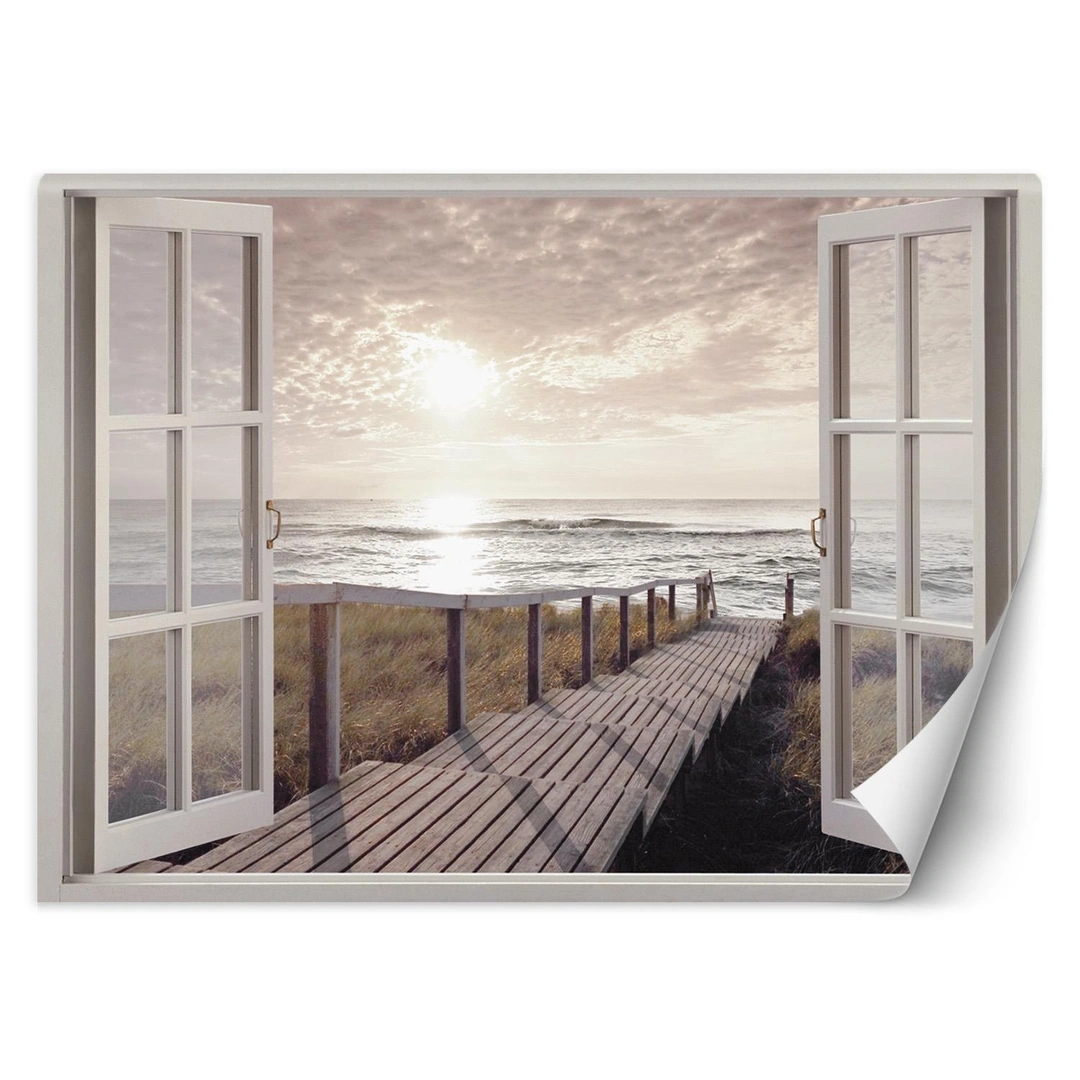 Wallpaper, Window - pier to the beach