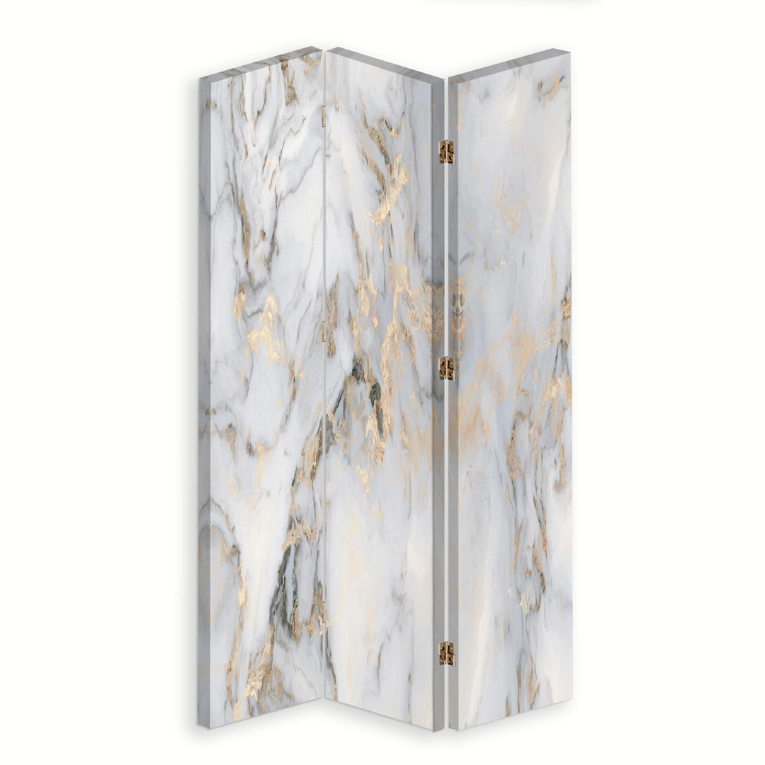 Room divider Double-sided rotatable, Gold marble