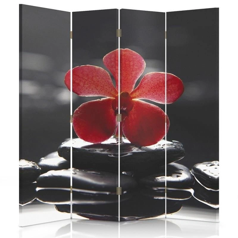 Room divider Double-sided, Zen with red orchid