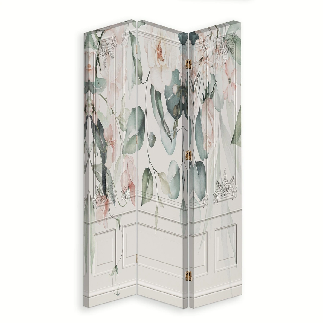 Room divider Double-sided rotatable, Pastel flowers