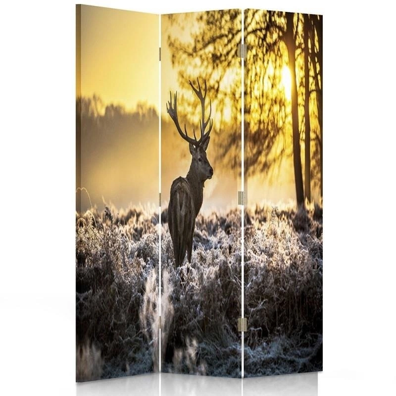 Room divider Double-sided rotatable, Deer stag at sunset