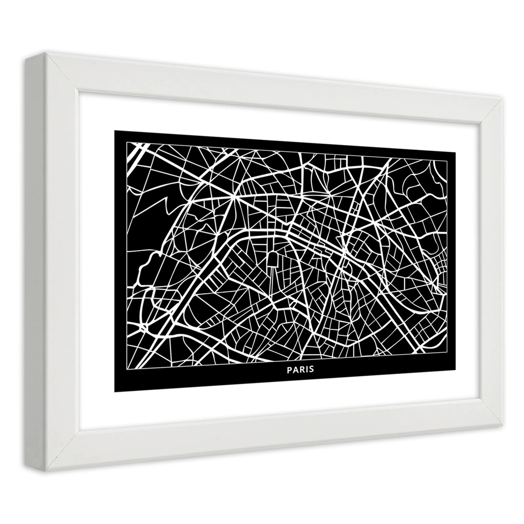 Picture in frame, City plan paris