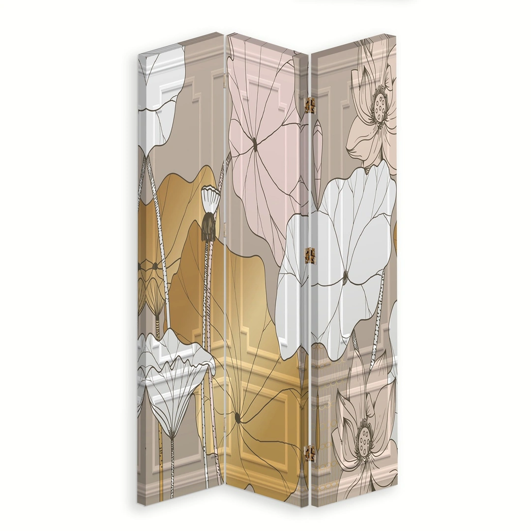 Room divider Double-sided rotatable, Vintage flowers