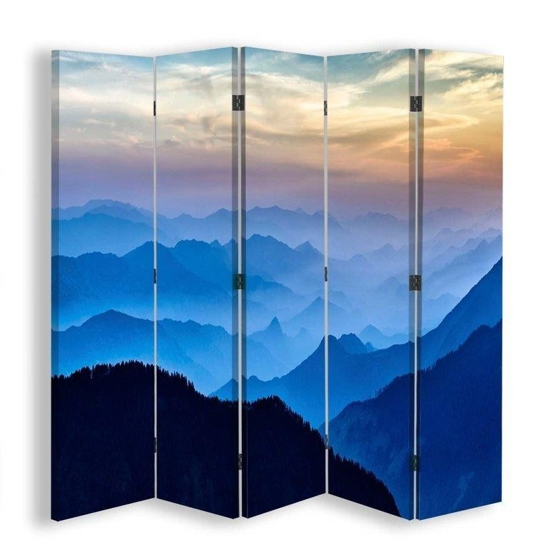 Room divider Double-sided, Mountain peaks in the mist