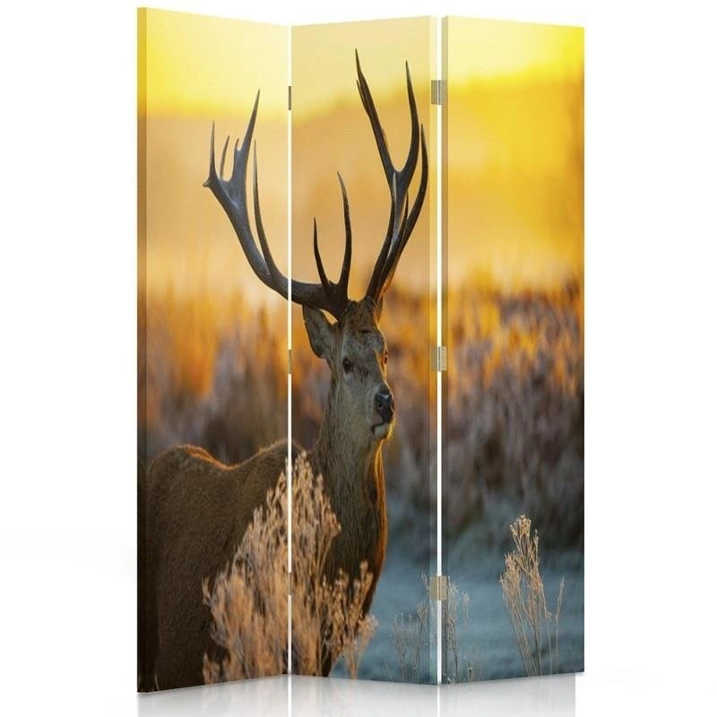 Room divider Double-sided rotatable, Deer in winter