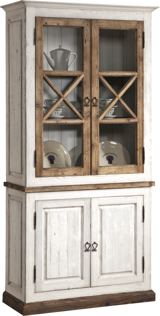 Provance Display Cabinet 2 Door White Aged