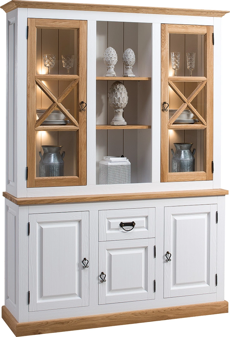 Romantica Display Cabinet Dresser Sideboard 3 Doors Pine White