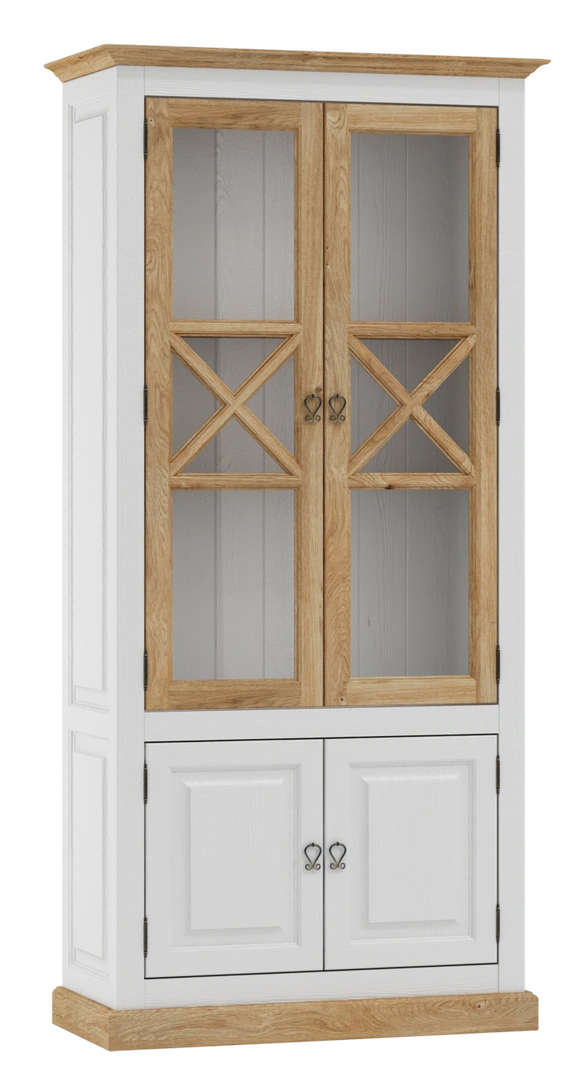 Romantica Display Cabinet Dresser Sideboard 2 Tall Doors Pine White