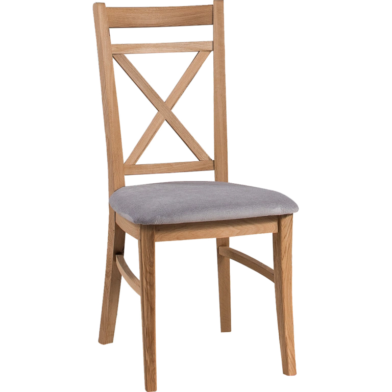 Romantica Chair Cross Back Cushion Seat Wood Grey
