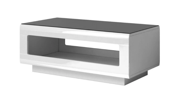 Hektor HR99 Coffee Table Rectangular Black Glass / White Shine 110 x 60 cm