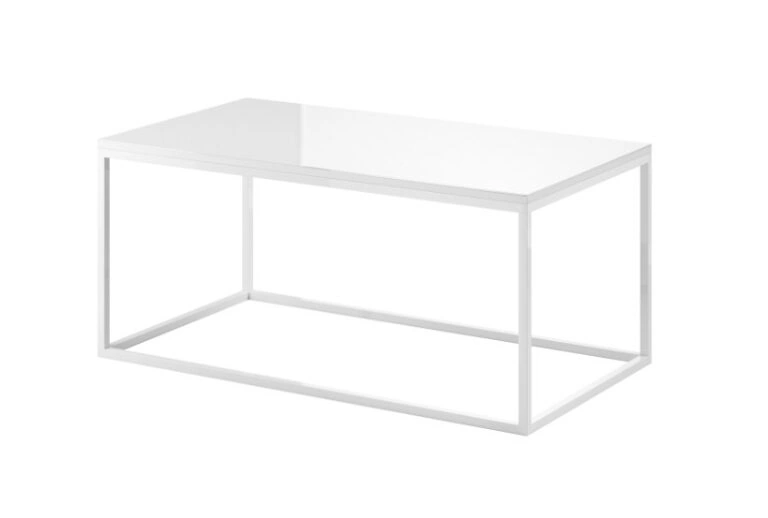 Helio HE99 Coffee Table Rectangular White Glass / White Steel 110 x 60 cm