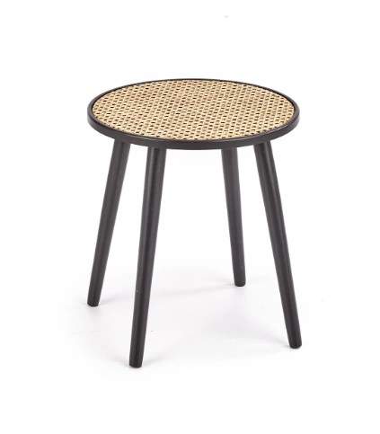 Jakarta Coffee Table Round Natural Rattan / Black Solid Wood ⌀ 39 cm