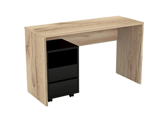 Desk with desk container AGAPI 07 oak grand natural / onyx black