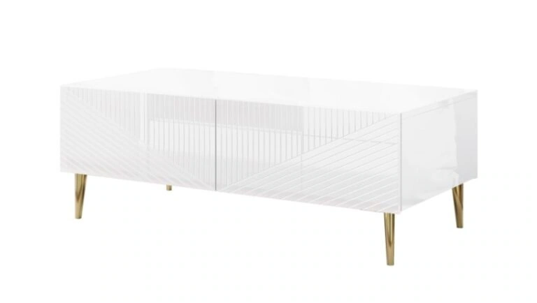 Glam Coffee Table Rectangular White Shine 110 x 54 cm