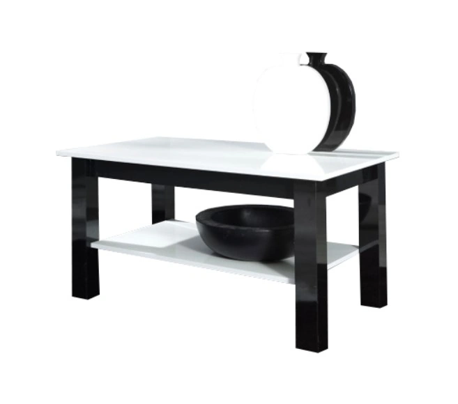 T25 Coffee Table Rectangular White Shine / Black Shine 102 x 62 cm