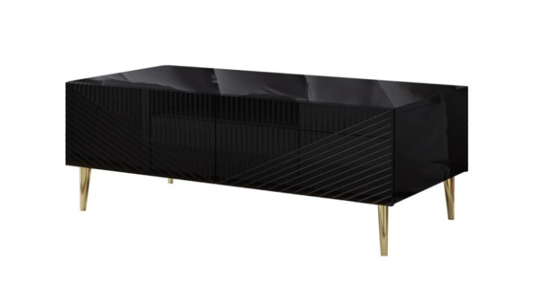 Glam Coffee Table Rectangular Black Shine 110 x 54 cm