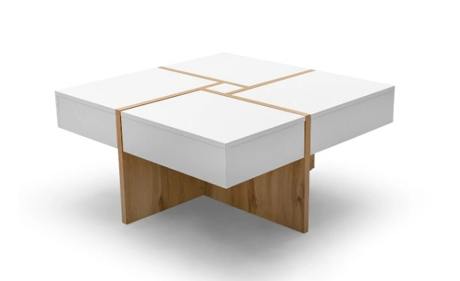 Draw Coffee Table Square Wotan Oak / White 85 x 85 cm