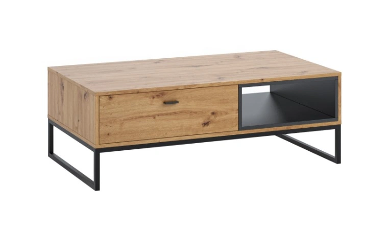 Olier OE5 Coffee Table Rectangular White / Artisan Oak / Black 120 x 65 cm