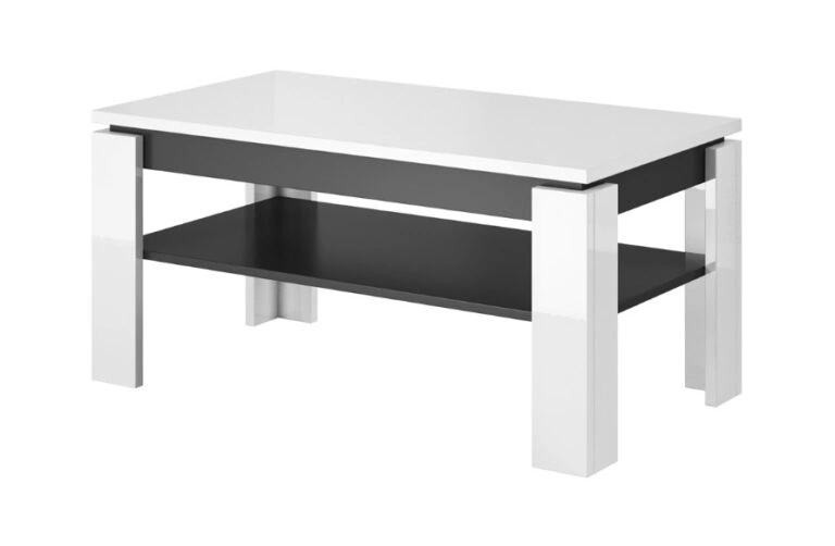 Toro Coffee Table Rectangular White Shine / Graphite 100 x 55 cm