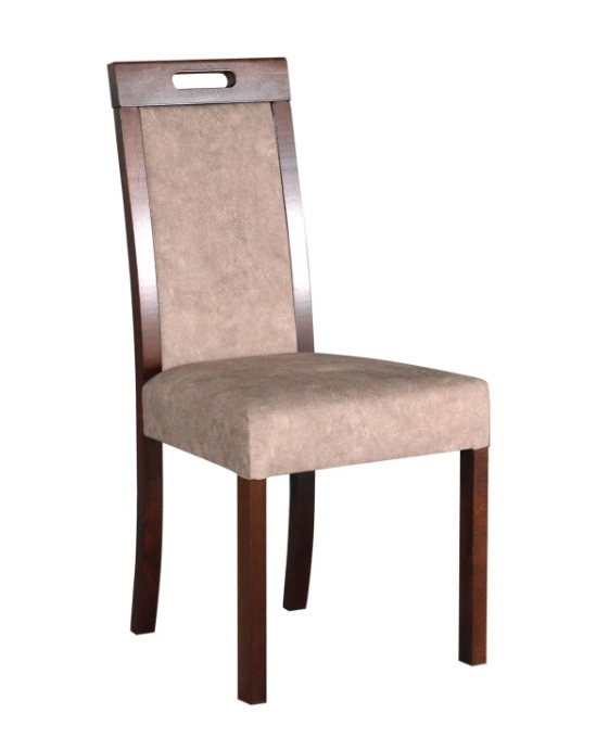 Roma 5 Wooden Chair Walnut / Beige 96 x 45 x 41 cm