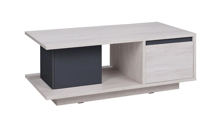 Denver DV10 Coffee Table Rectangular White Oak / Graphite + Glass 120 x 65 cm