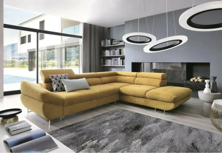 Fabio Corner Sofa Bed Right Yellow Esperta 9