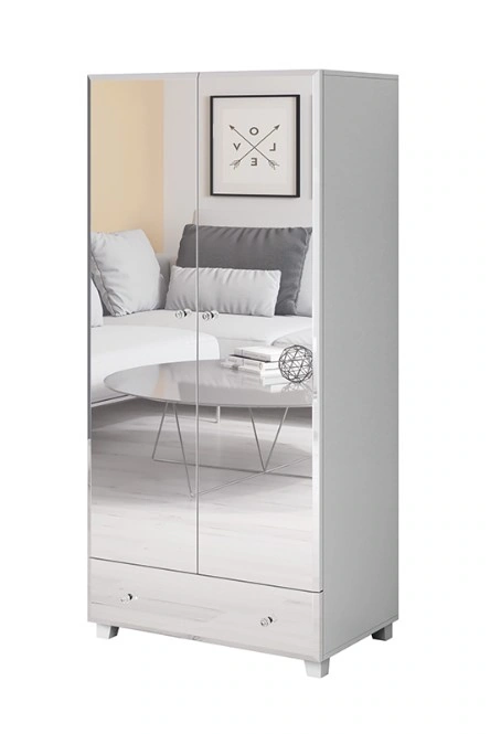 Bellagio BG18 Mirrored Classic With Doors Wardrobe White Mat 86 x 185 x 55 cm