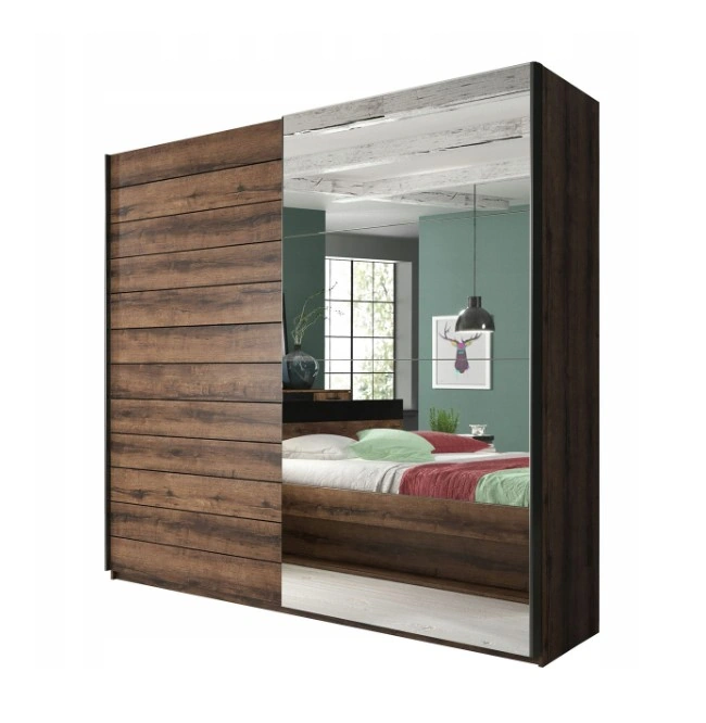 Beta BE77 200 Mirrored Sliding Wardrobe Monastery Oak 200 x 210 x 61 cm