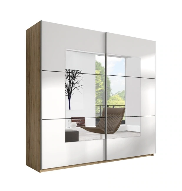 Beta BE57 200 Mirrored Sliding Wardrobe Bright San Remo / White 200 x 210 x 61 cm