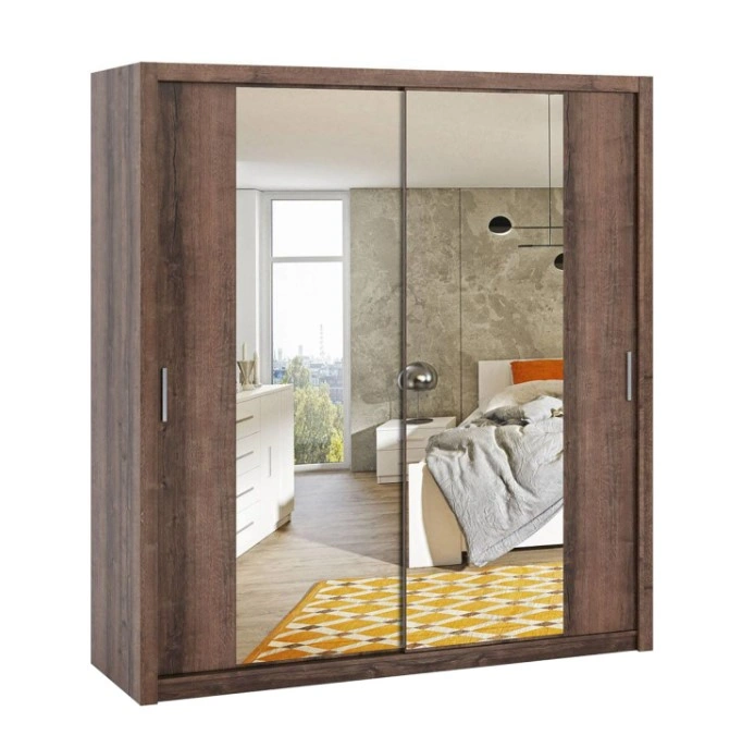 Bono 200 Mirrored Sliding Wardrobe Monastery Oak 200 x 215 x 62 cm