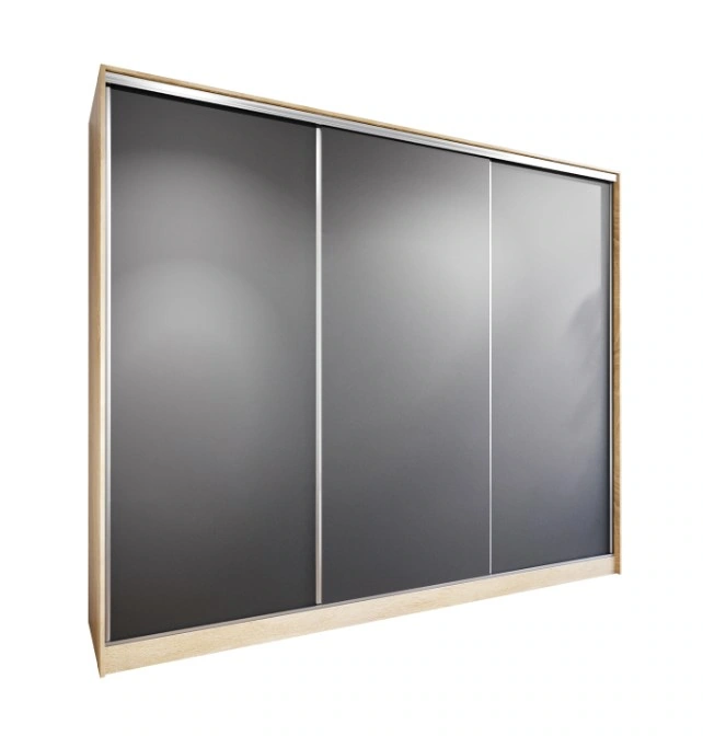 Britto 270 Sliding Wardrobe With Drawers Sonoma / Black 270 x 205 x 60 cm