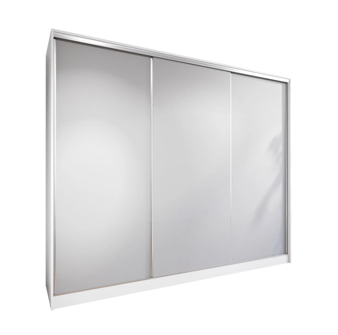 Britto 250 Sliding Wardrobe With Drawers White / Grey 250 x 205 x 60 cm