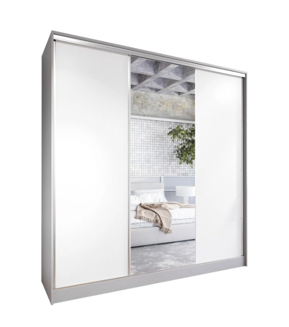Corina 200 Mirrored Sliding Wardrobe Grey / White 200 x 205 x 60 cm