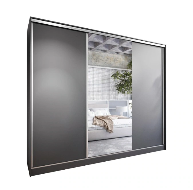 Corina 250 Mirrored Sliding Wardrobe Black 250 x 205 x 60 cm