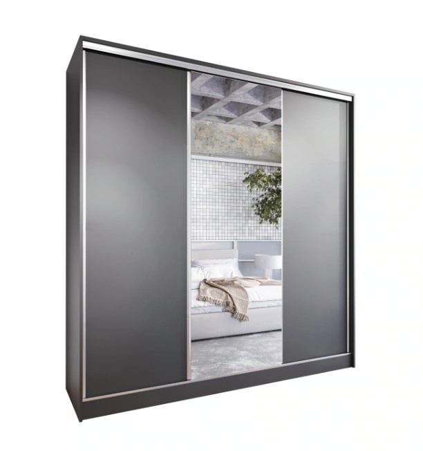 Corina 200 Mirrored Sliding Wardrobe Black 200 x 205 x 60 cm