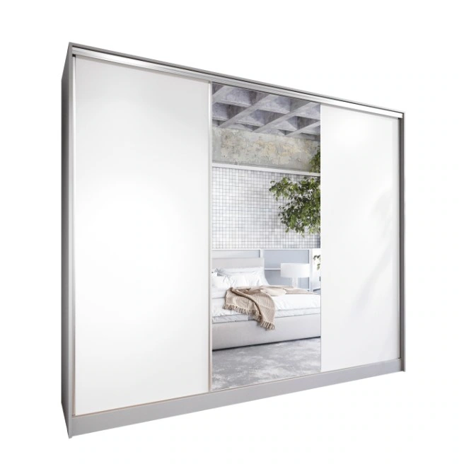 Corina 250 Mirrored Sliding Wardrobe Grey / White 250 x 205 x 60 cm