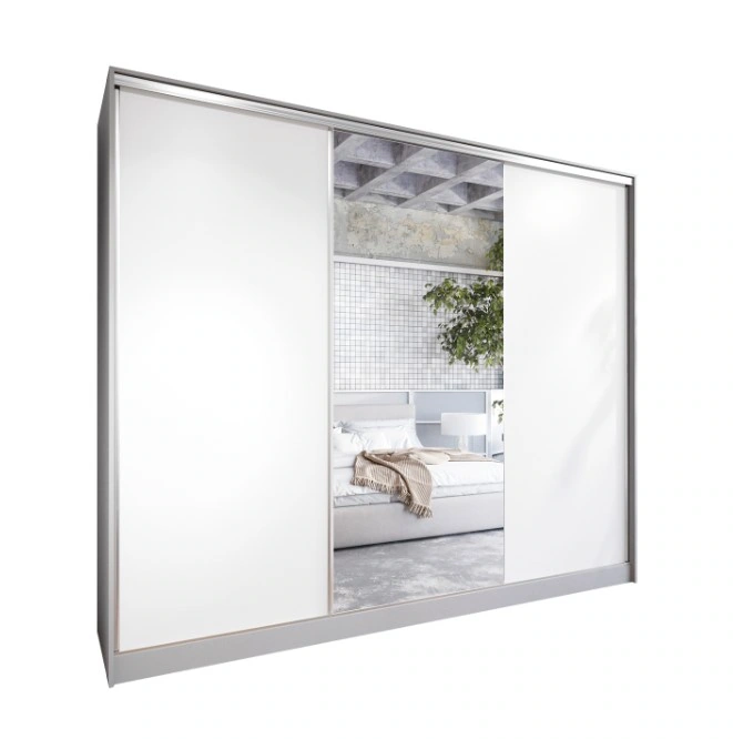 Corina 270 Mirrored Sliding Wardrobe Grey / White 270 x 205 x 60 cm