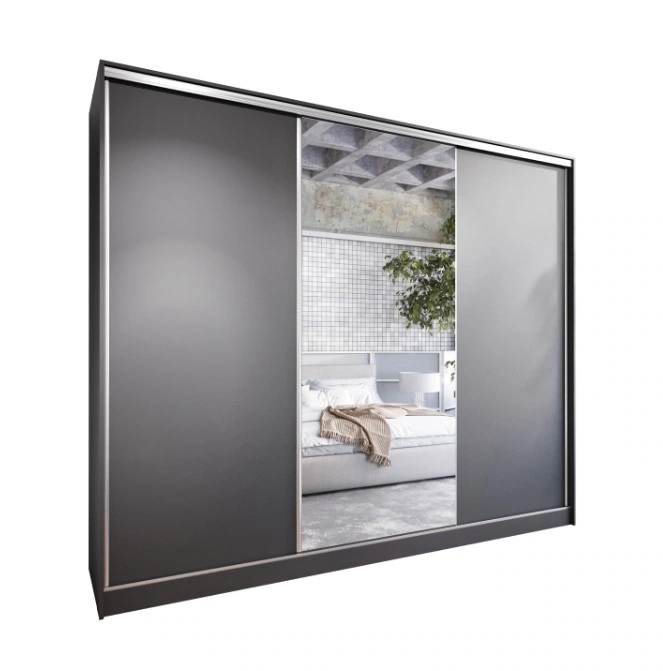 Corina 270 Mirrored Sliding Wardrobe Black 270 x 205 x 60 cm