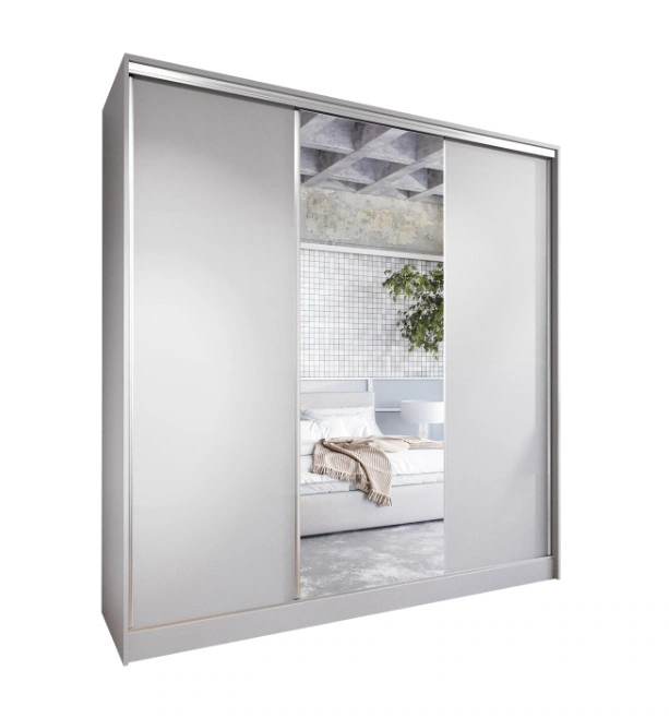 Corina C 180 Mirrored Sliding Wardrobe With Drawers Grey 180 x 205 x 60 cm