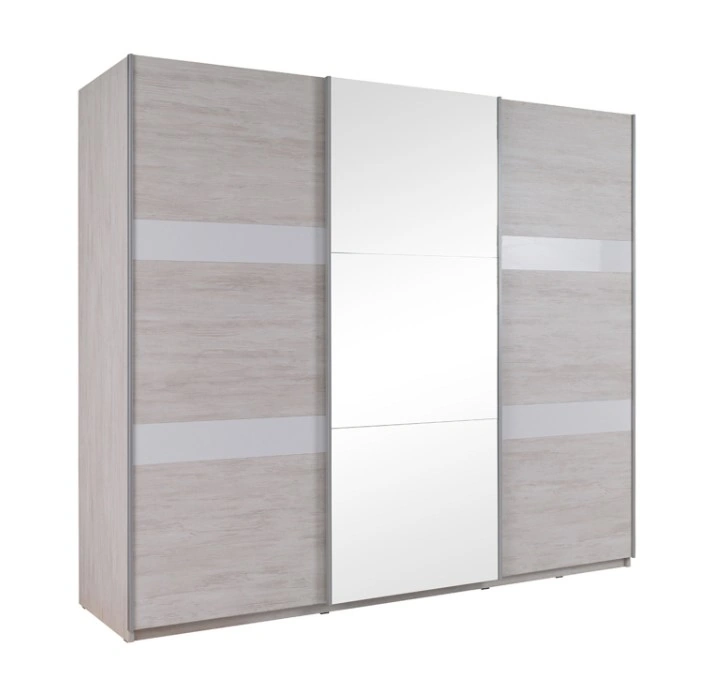 Denver DV1 250 Sliding Wardrobe White Oak / White Glass / White Shine 215 x 250 x 68.5 cm